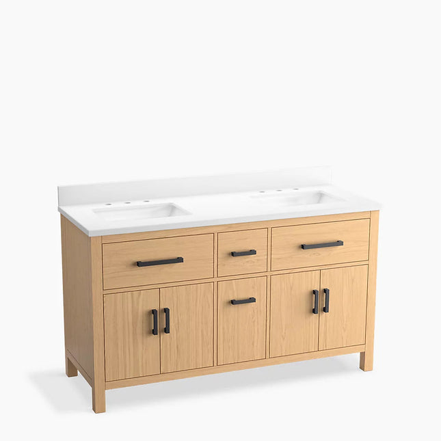 Kohler Kresla 60" bathroom vanity cabinet with sinks and quartz top K-40641-BD1-WEK - Plumbing Market