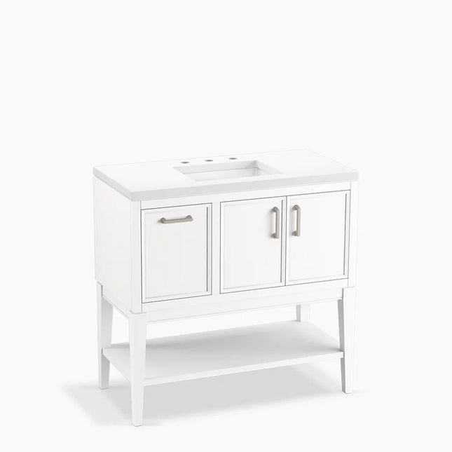 Kohler Winnow 36" bathroom vanity cabinet with sink and quartz top K-33579-ASB-0 - Plumbing Market
