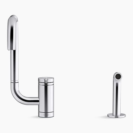 Kohler Components Single-handle kitchen sink faucet with two-function extended-reach spout and side sprayer K-28274-BL - Plumbing Market