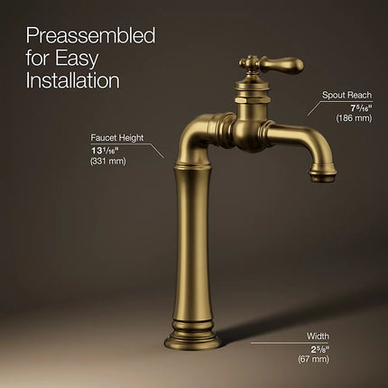 Kohler Artifacts Gentleman's Single-handle bathroom sink faucet, 1.2 gpm K-72763-9M-2MB - Plumbing Market