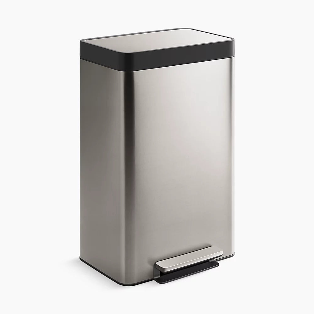 Kohler 13-gallon stainless steel step trash can K-20940-ST - Plumbing Market