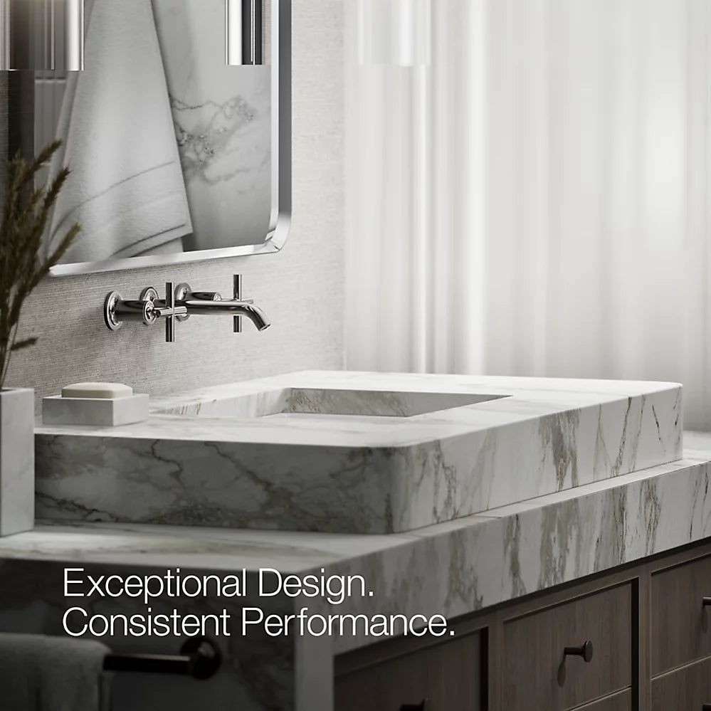 Kohler Purist Wall-mount bathroom sink faucet trim with Cross handles, 1.2 gpm K-T14413-3-TT - Plumbing Market