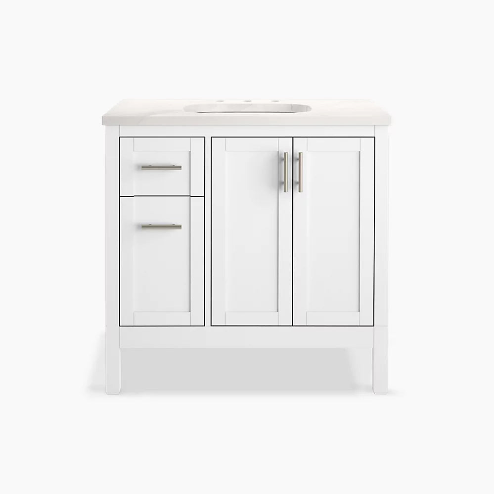 Kohler Hadron 36" bathroom vanity cabinet with sink and quartz top K-39605-ASB-0 - Plumbing Market