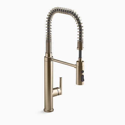 Kohler Purist Semi-professional kitchen sink faucet with three-function sprayhead K-24982-BV - Plumbing Market