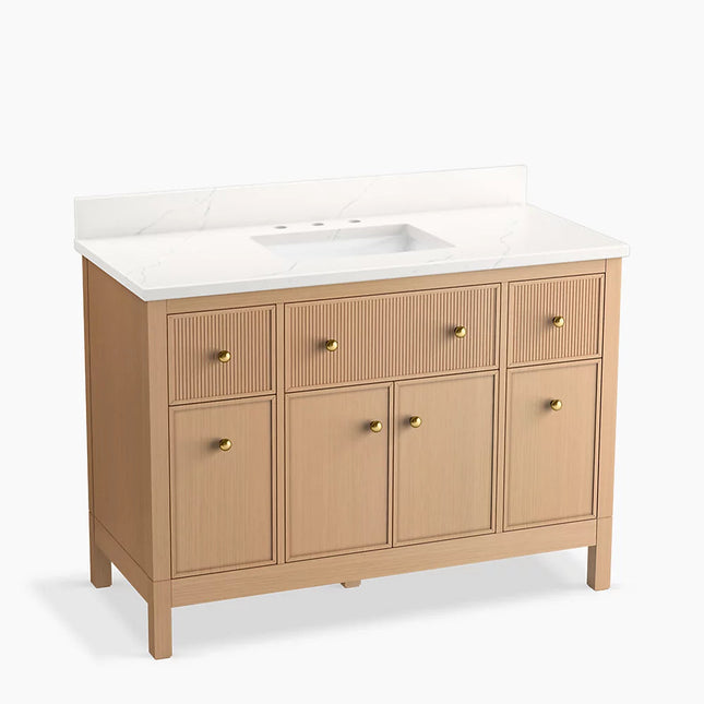 Kohler Malin by Studio McGee 48" bathroom vanity cabinet with sink and quartz top K-35021-SWK - Plumbing Market