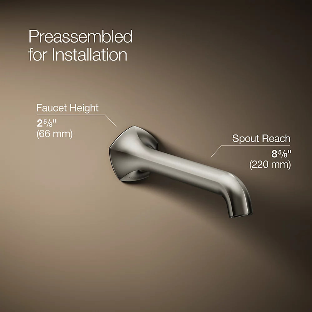 Kohler Occasion Wall-mount bathroom sink faucet spout with Straight design, 1.2 gpm K-T27011-ND-SN - Plumbing Market