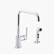 Kohler Purist Single-handle kitchen sink faucet with side sprayer K-7508-CP - Plumbing Market