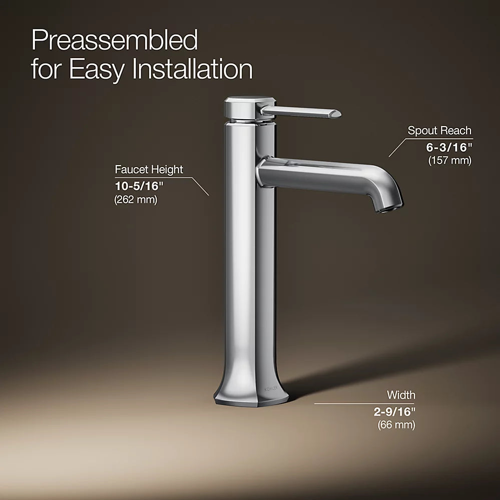 Kohler Occasion Tall single-handle bathroom sink faucet, 0.5 gpm K-27003-4N-CP - Plumbing Market