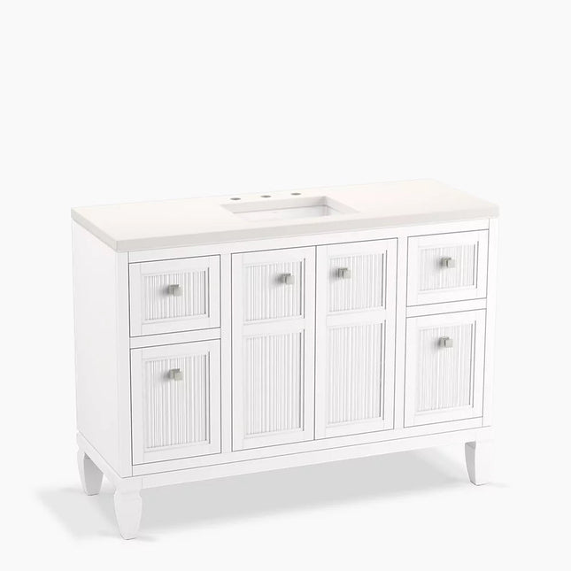 Kohler Hearthaven 48" bathroom vanity cabinet with sink and quartz top K-33538-ASB-0 - Plumbing Market