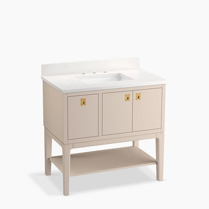 Kohler Seagrove by Studio McGee 36" bathroom vanity cabinet with sink and quartz top K-35026-LWG - Plumbing Market