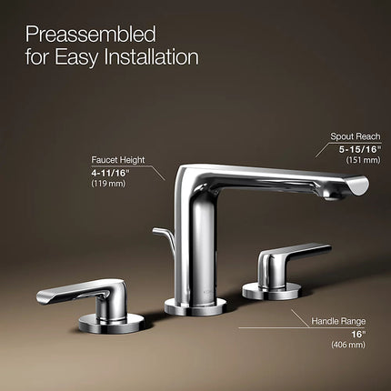 Kohler Avid Widespread bathroom sink faucet, 0.5 gpm K-97352-4N-CP - Plumbing Market