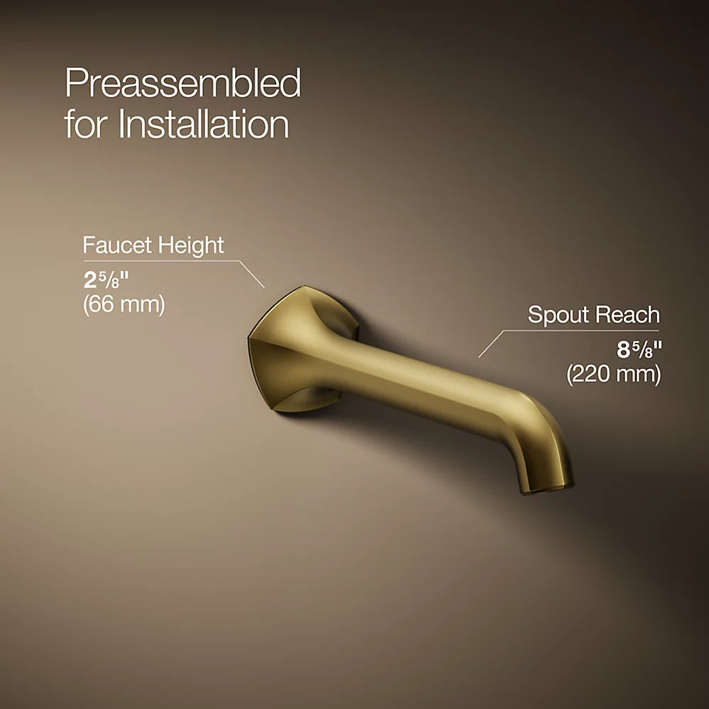 Kohler Occasion Wall-mount bathroom sink faucet spout with Straight design, 1.2 gpm K-T27011-ND-2MB - Plumbing Market