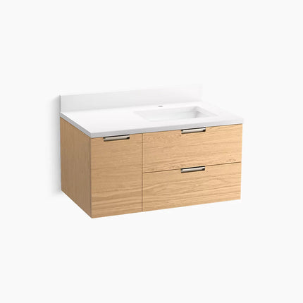 Kohler Maxstow 36" wall-hung bathroom vanity cabinet with sink and quartz top K-34655-WEK - Plumbing Market