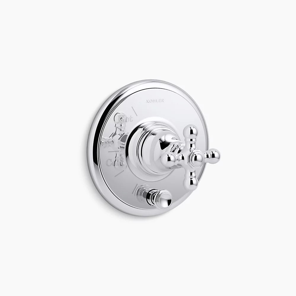 Kohler Artifactsrite-Temp Vlv Trm W/Div,Cross T72768-3-CP - Plumbing Market