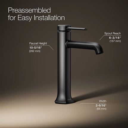 Kohler Occasion Tall single-handle bathroom sink faucet, 0.5 gpm K-27003-4N-BL - Plumbing Market
