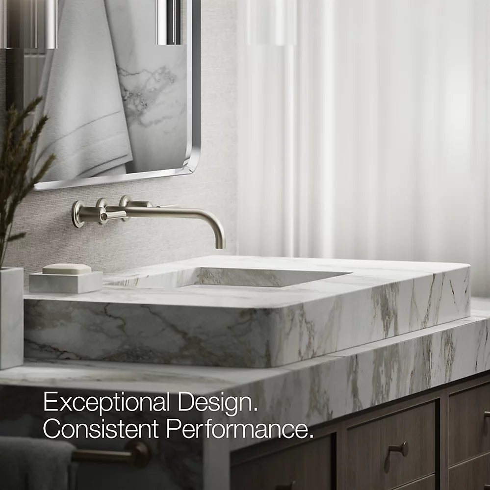 Kohler Purist Wall-mount bathroom sink faucet trim with Lever handles, 1.2 gpm K-T14414-4-BN - Plumbing Market