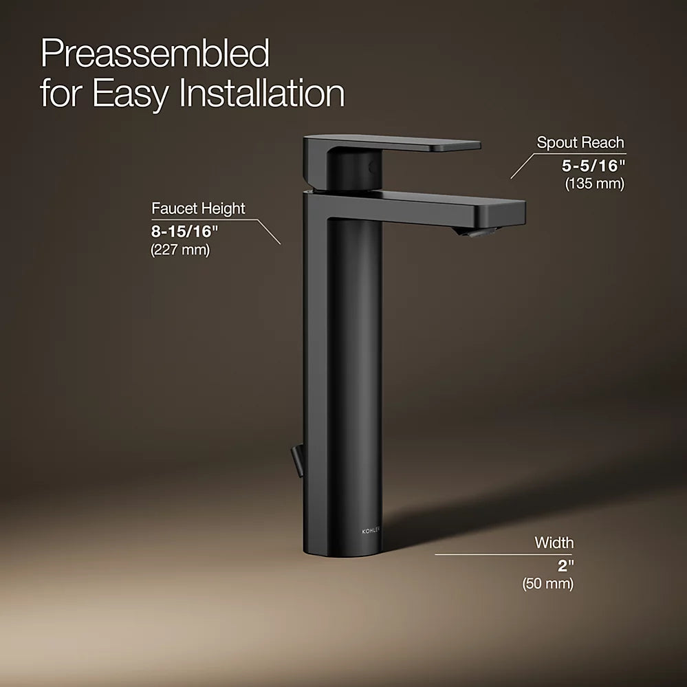 Kohler Parallel Tall single-handle bathroom sink faucet, 0.5 gpm K-23475-4N-BL - Plumbing Market