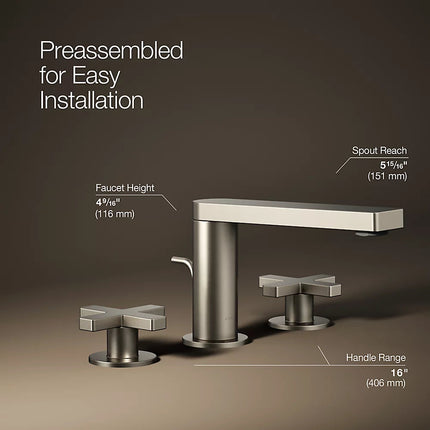 Kohler Composed Widespread bathroom sink faucet with Cross handles, 1.2 gpm K-73060-3-BN - Plumbing Market