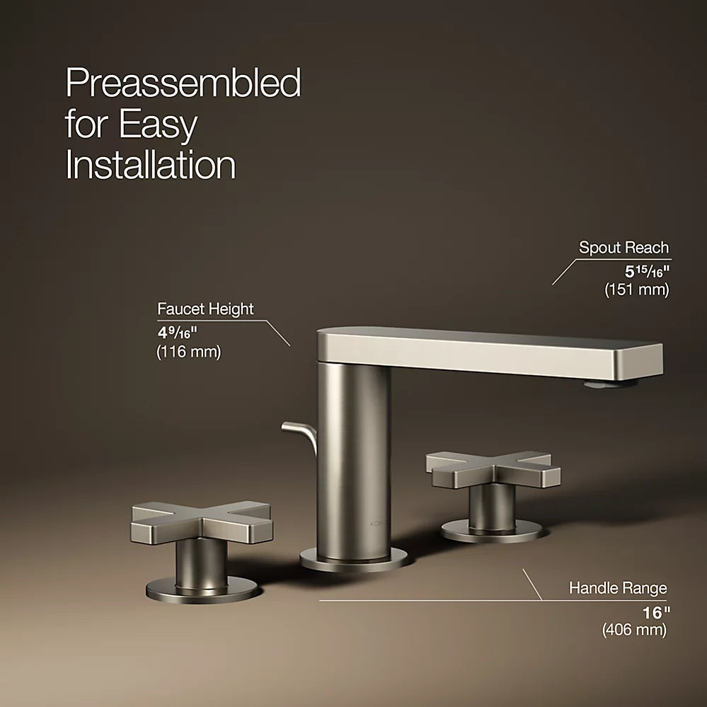 Kohler Composed Widespread bathroom sink faucet with Cross handles, 1.2 gpm K-73060-3-BN - Plumbing Market