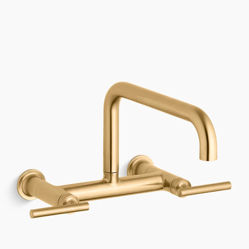 Kohler Purist Two-hole wall-mount bridge kitchen sink faucet K-7549-4-2MB - Plumbing Market