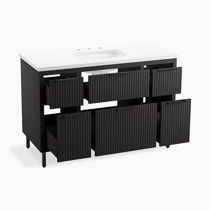 Kohler Spacity 48" wall-hung bathroom vanity cabinet with sink and quartz top K-32172-ASB-DKS - Plumbing Market