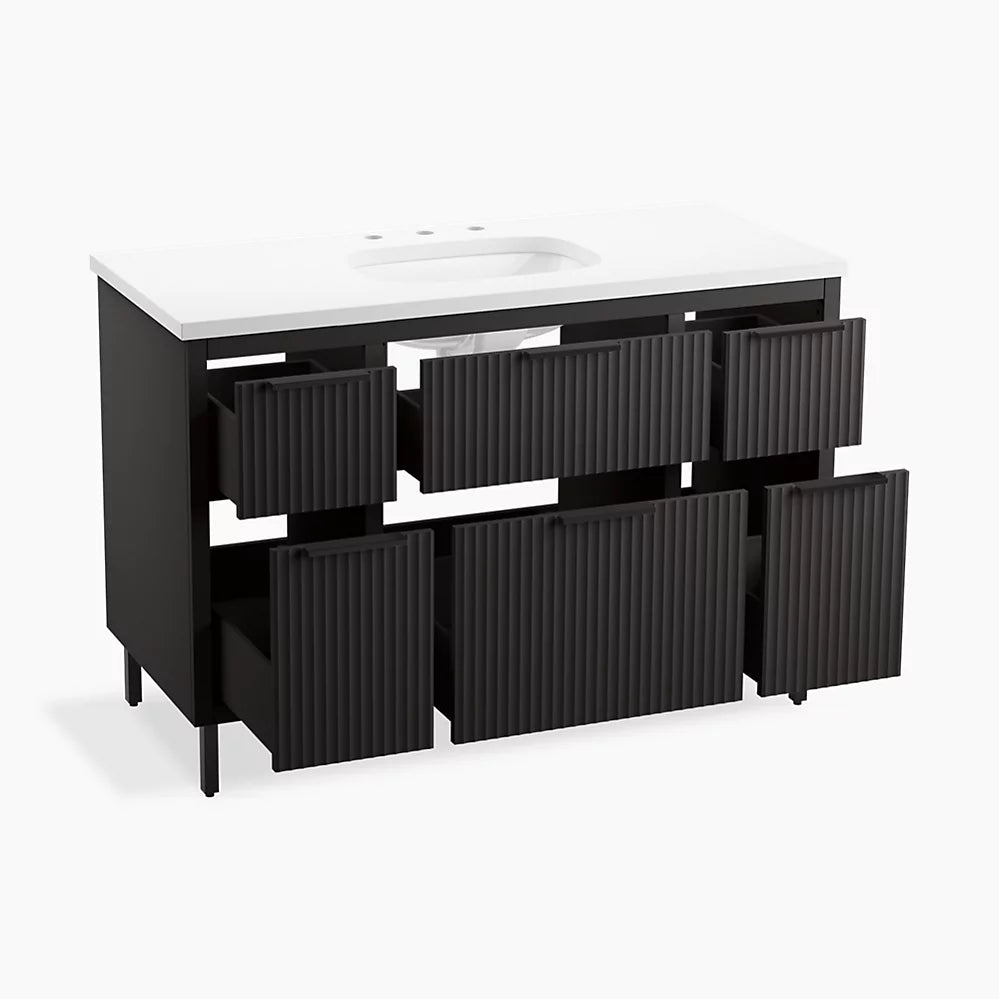 Kohler Spacity 48" wall-hung bathroom vanity cabinet with sink and quartz top K-32172-ASB-DKS - Plumbing Market