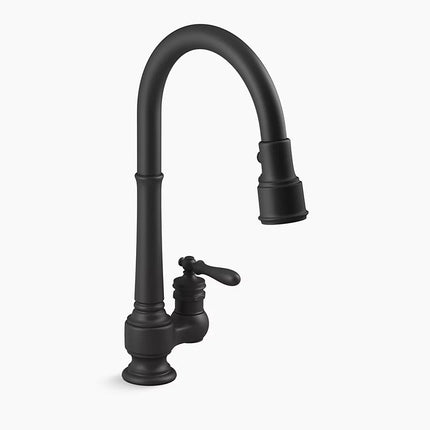 Kohler Artifacts Pull-down kitchen sink faucet with three-function sprayhead K-99260-BL - Plumbing Market