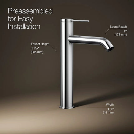 Kohler Components Tall single-handle bathroom sink faucet, 1.2 gpm K-77959-4A-CP - Plumbing Market