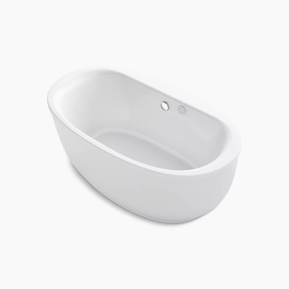 Kohler Sunstruck 65-1/2" x 35-1/2" freestanding Heated BubbleMassage air bath with Bask heated surface and fluted shroud K-1967-GHW-0 - Plumbing Market