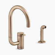 Kohler Components Single-handle kitchen sink faucet with two-function extended-reach spout and side sprayer K-28272-BV - Plumbing Market