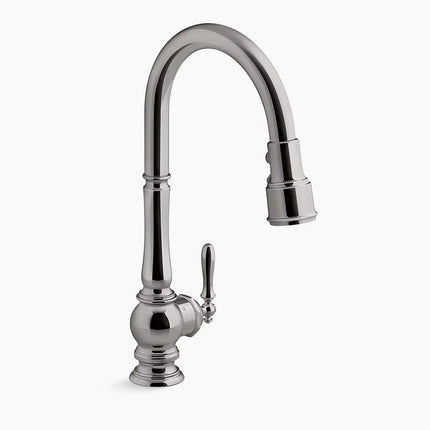Kohler Artifacts Touchless pull-down kitchen sink faucet with three-function sprayhead K-29709-TT - Plumbing Market