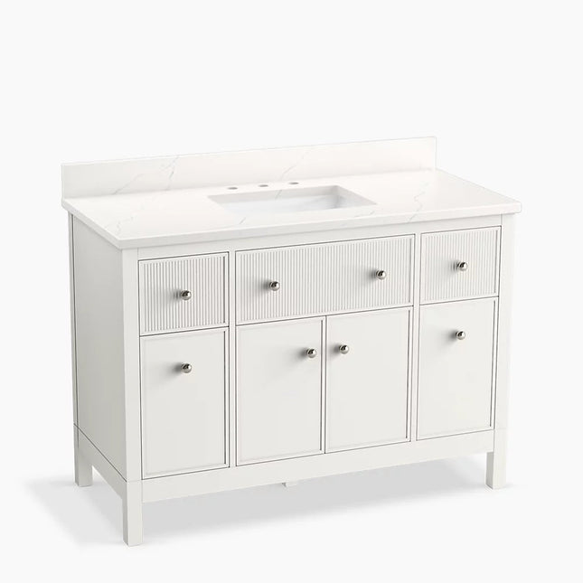 Kohler Malin by Studio McGee 48" bathroom vanity cabinet with sink and quartz top K-35021-0 - Plumbing Market
