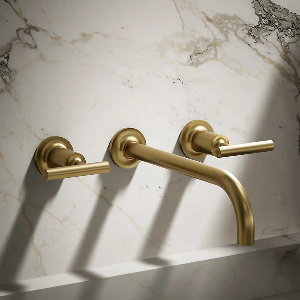 Kohler Purist Wall-mount bathroom sink faucet trim with Lever handles, 1.2 gpm K-T14414-4-2MB - Plumbing Market