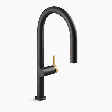 Kohler Components Pull-down kitchen sink faucet with two-function sprayhead K-28268-BMB - Plumbing Market