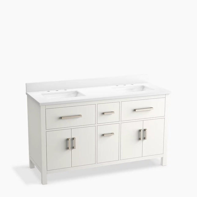 Kohler Kresla 60" bathroom vanity cabinet with sinks and quartz top K-40641-BD1-0 - Plumbing Market
