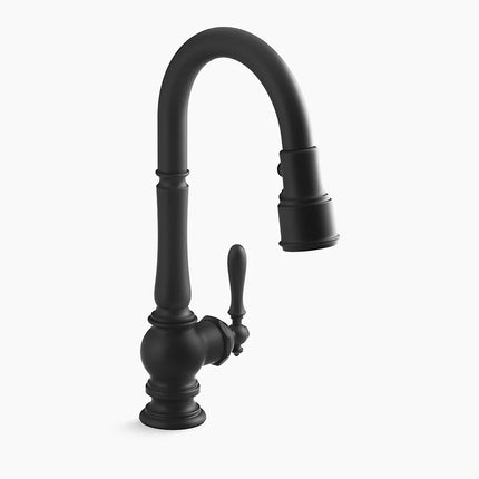 Kohler Artifacts Pull-down kitchen sink faucet with three-function sprayhead K-99261-BL - Plumbing Market