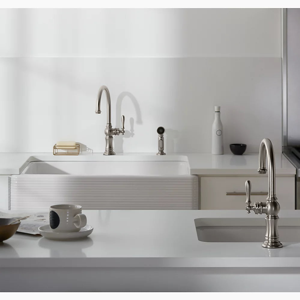 Kohler Artifacts Single-handle kitchen sink faucet with two-function sprayhead K-99262-BL - Plumbing Market