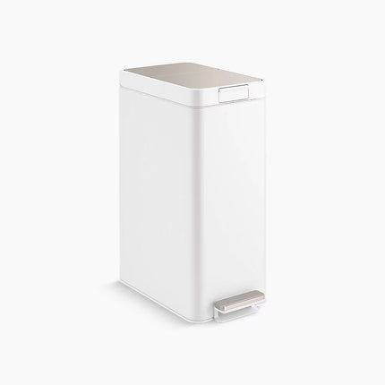 Kohler 13-gallon stainless steel slim step trash can with bifold lid K-23826-STW - Plumbing Market