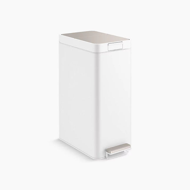 Kohler 13-gallon stainless steel slim step trash can with bifold lid K-23826-STW - Plumbing Market