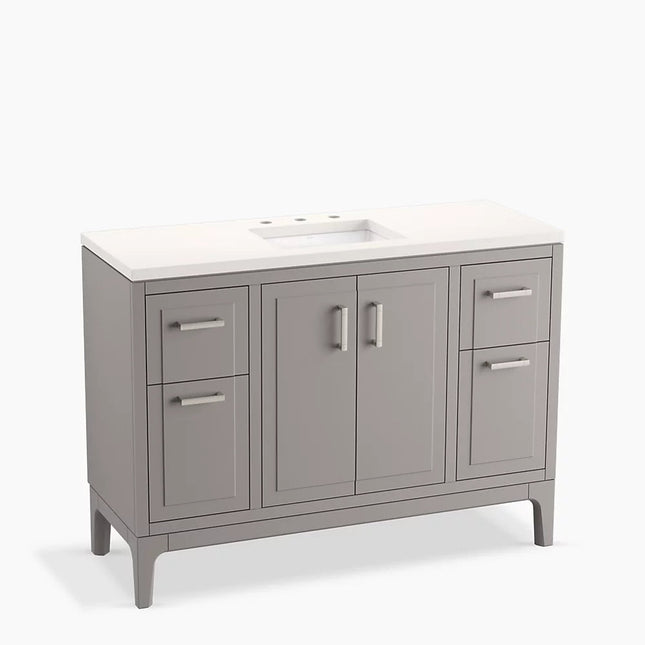 Kohler Seer 48" bathroom vanity cabinet with sink and quartz top K-33554-ASB-1WT - Plumbing Market