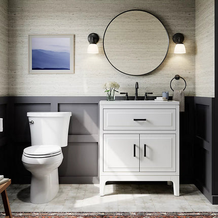 Kohler Essential 28" round framed mirror K-26050-BLL - Plumbing Market