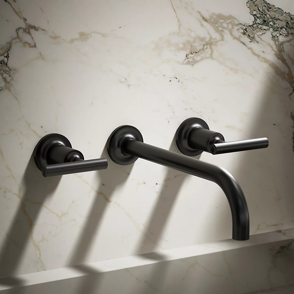 Kohler Purist Wall-mount bathroom sink faucet trim with Lever handles, 1.2 gpm K-T14414-4-BL - Plumbing Market