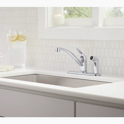 Kohler Jolt Single-handle kitchen sink faucet with side sprayer K-30615-CP - Plumbing Market
