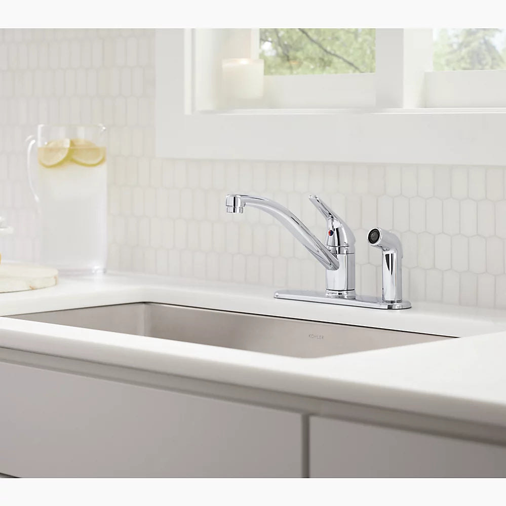 Kohler Jolt Single-handle kitchen sink faucet with side sprayer K-30615-CP - Plumbing Market