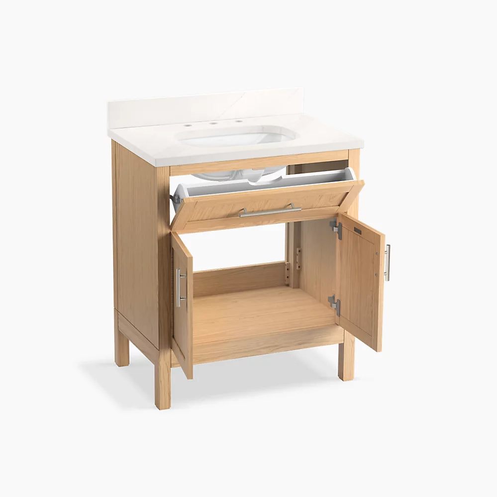 Kohler Hadron 30" bathroom vanity cabinet with sink and quartz top K-39604-ASB-WEK - Plumbing Market