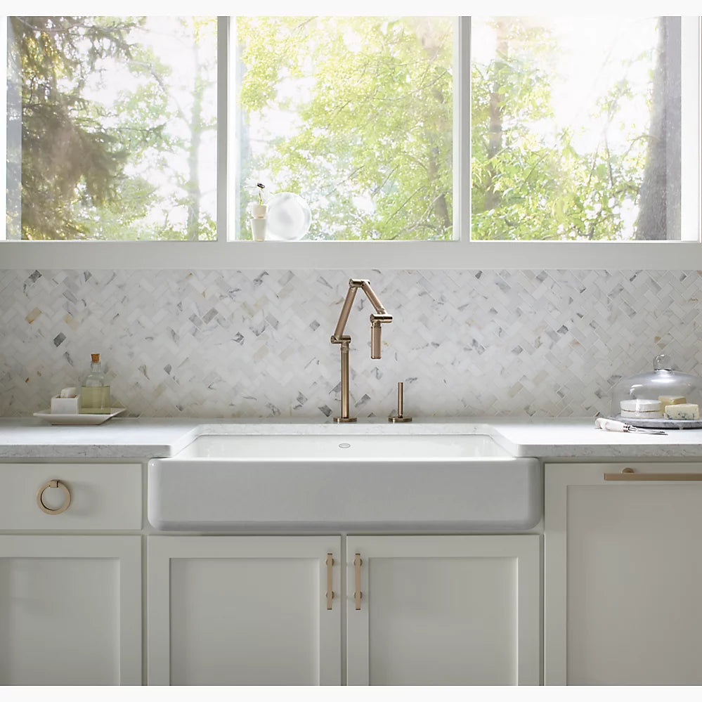 Kohler Whitehaven 35-1/2" undermount single-bowl farmhouse kitchen sink K-6488-FF - Plumbing Market