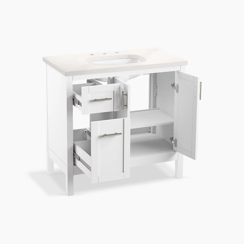 Kohler Hadron 36" bathroom vanity cabinet with sink and quartz top K-39605-ASB-0 - Plumbing Market