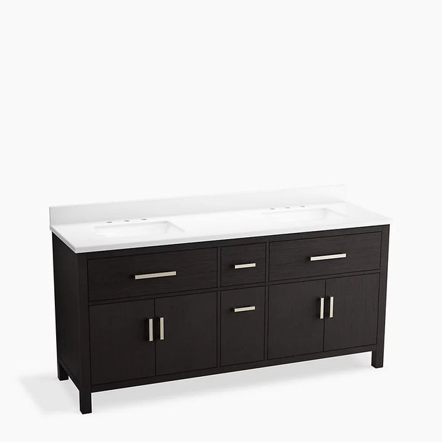 Kohler Kresla 72" bathroom vanity cabinet with sinks and quartz top K-40642-BD1-BWK - Plumbing Market