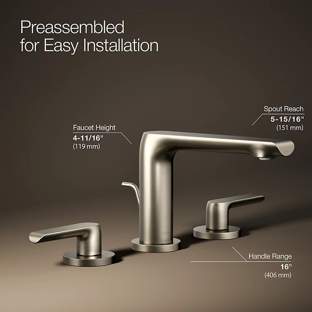 Kohler Avid Widespread bathroom sink faucet, 0.5 gpm K-97352-4N-BN - Plumbing Market