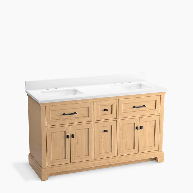 Kohler Charlemont 60" bathroom vanity cabinet with sinks and quartz top K-29263-BD1-WEK - Plumbing Market